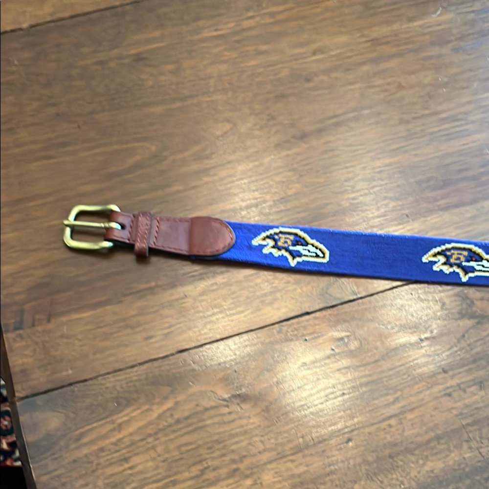 Blue and Brown Canvas Belt with Brass Buckle